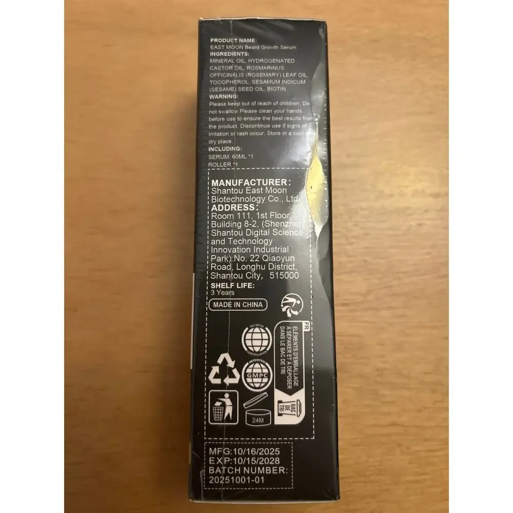 New East Moon Beard Growth Serum Hyper Derma Roller Fast Thicker Facial Hair 2oz